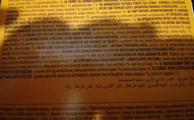Loyd Tea Herbata Citrus Black Piramidka ingredients label