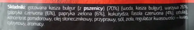 Kaszotto z papryką i czerwoną fasolą ingredients label