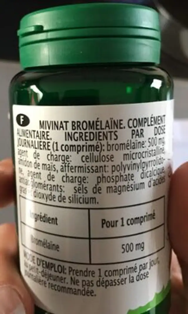 Mivinat bromelaïne ingredients label