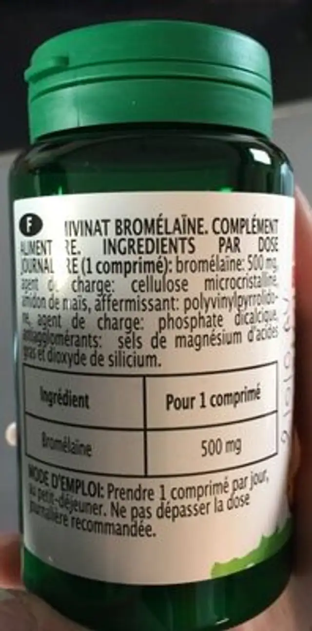 Mivinat bromelaïne nutrition facts table