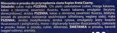 Kopiec kreta czarny z czekoladą ingredients label