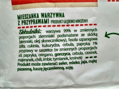 Warzywa na patelnie ingredients label