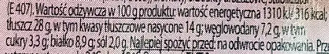 Topiony z szynką nutrition facts table
