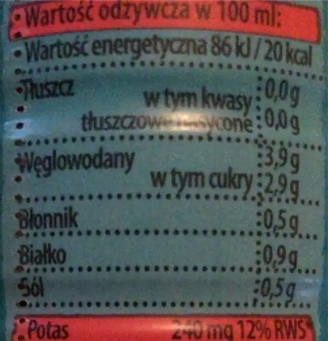 Zimno tloczony nutrition facts table