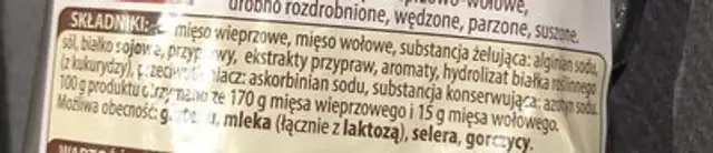 Sokolów Kabanos ingredients label