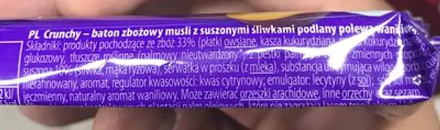 Crunchy Plum ingredients label