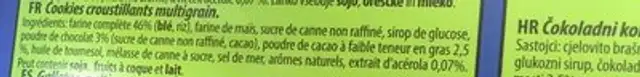 Smart team chocolate cookies ingredients label