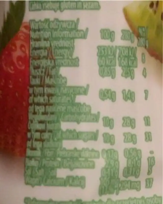 Activia Truskawka Kiwi nutrition facts table