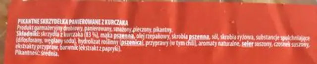 Pikantne skrzydełka panierowane z kurczaka ingredients label