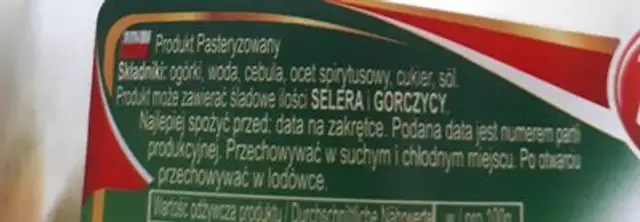 Salatka szwedzka ingredients label
