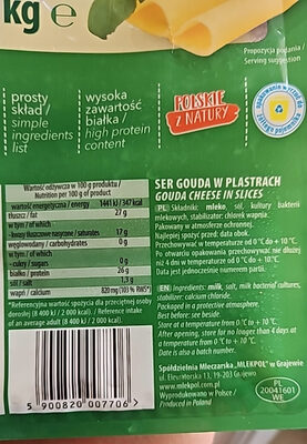 Ser gouda w plastrach