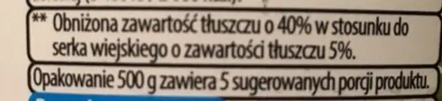 Serek Wiejski ingredients label