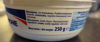 Mascarpone ingredients label
