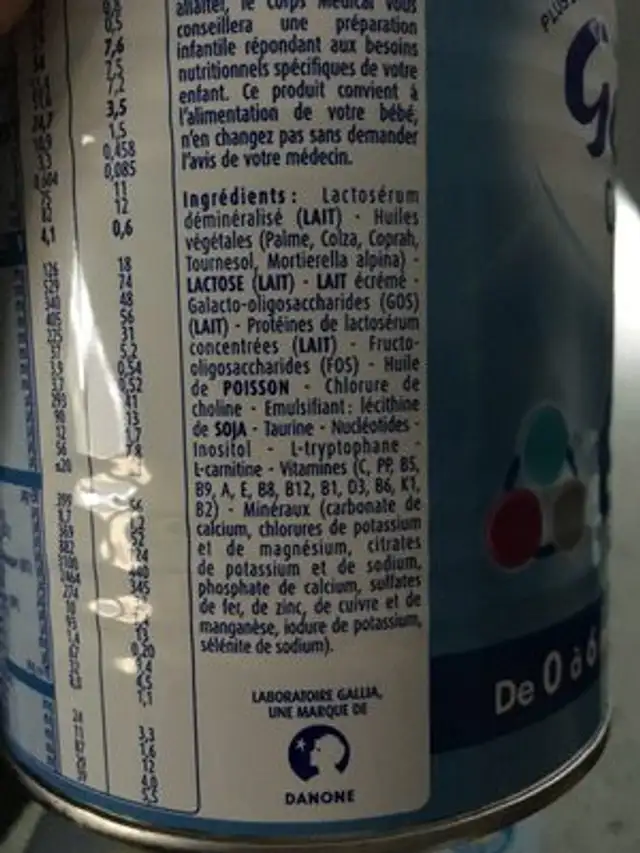 Gallia Calisma Lait En Poudre 0 - 6 Mois 400 G ingredients label