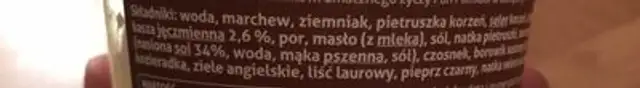 Soupe ingredients label
