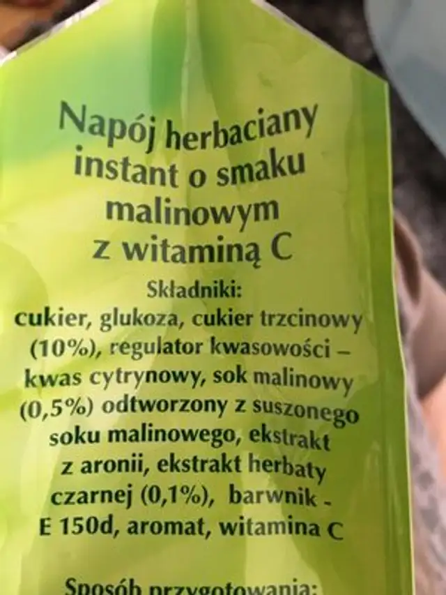 Ekoland Herbaciany Malina ingredients label