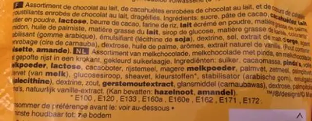 M &M'S Mix Pouch 187GR ingredients label