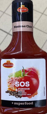 Sos pomidor + miód + limonka + nasiona chia front packaging