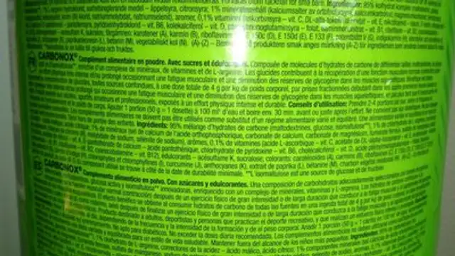 Olimp Sport Nutrition Carbonox Orange 4 KG ingredients label