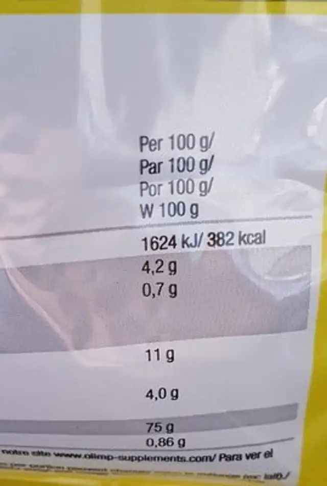 Olimp Sport Nutrition Whey Protein Complex 100% Coco 2,27 KG nutrition facts table
