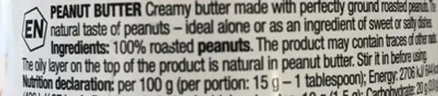 Olimp Peanut Butter 350G ingredients label