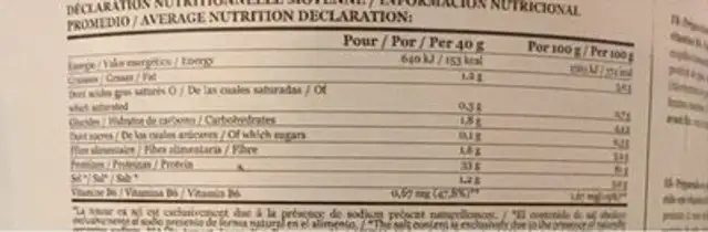 Vegan protein nutrition facts table
