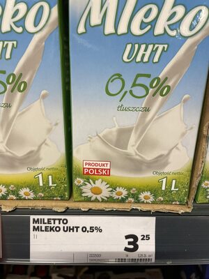 Mleko UHT 0,5% tłuszczu front packaging
