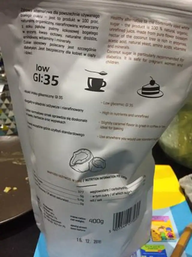 Coconut Sugar ingredients label