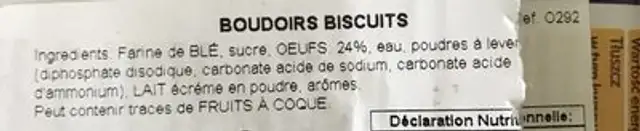 Boudoirs ingredients label