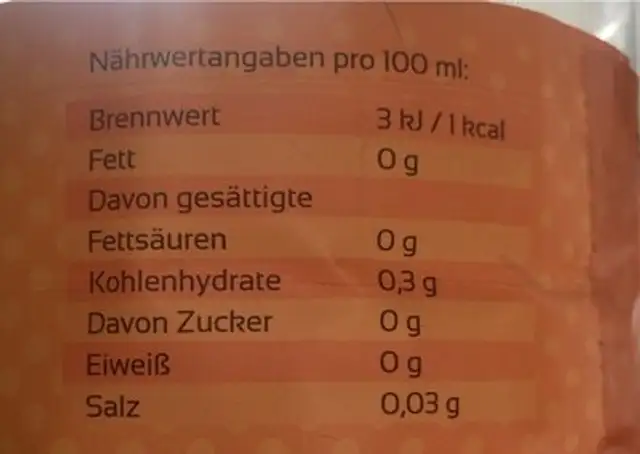 Soda Orange nutrition facts table