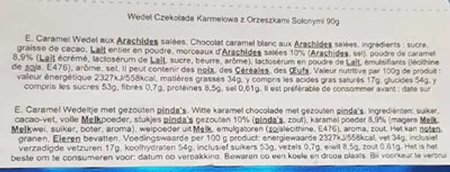 E.wedel karamel love nutrition facts table