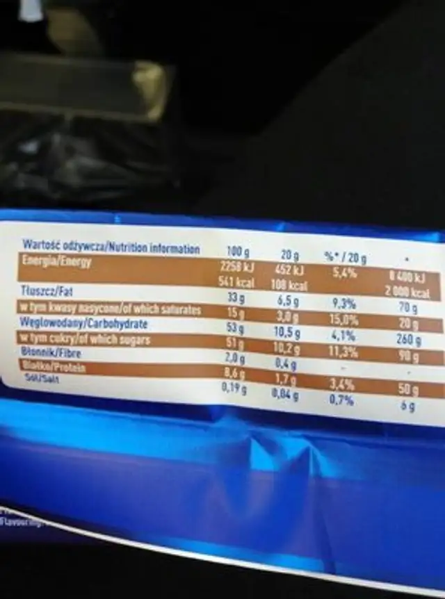 E. Wedel Pierrot Milk Filled Chocolate With Peanuts 100 G nutrition facts table