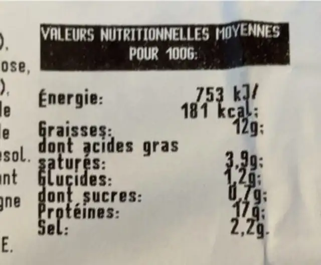 Tex mex nutrition facts table