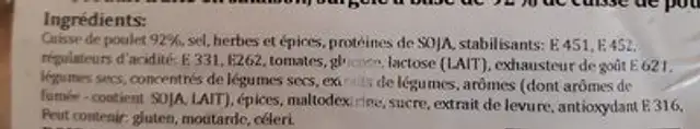 Émincé kebab aljadid pro ingredients label