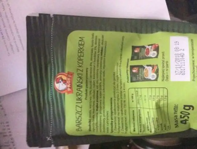 Barszcz ukaiński ingredients label