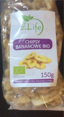 Chipsy bananowe bio front packaging