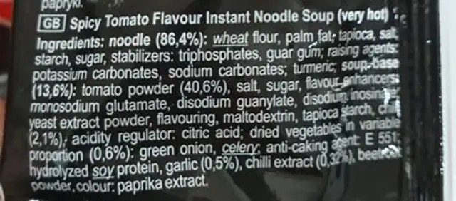 Vifon pomidor pikantny ingredients label
