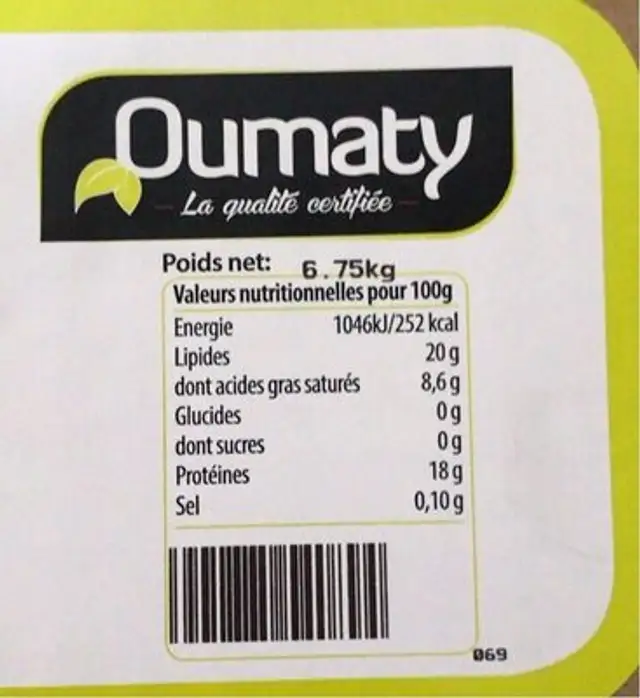 Steak hache 45g halal nutrition facts table