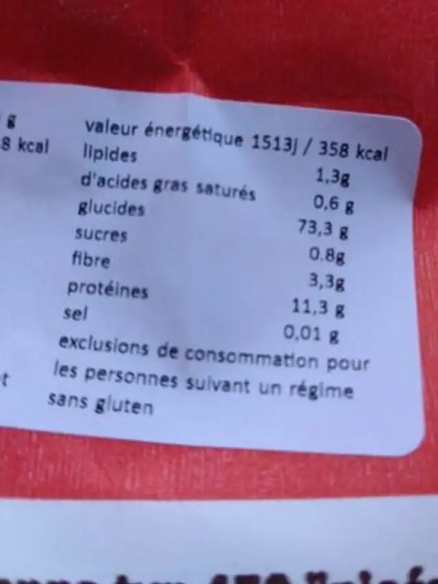 Maka nutrition facts table