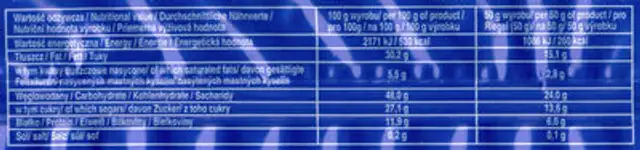 Chałwa nutrition facts table
