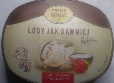 Lody śmietankowe z truskawkami. front packaging