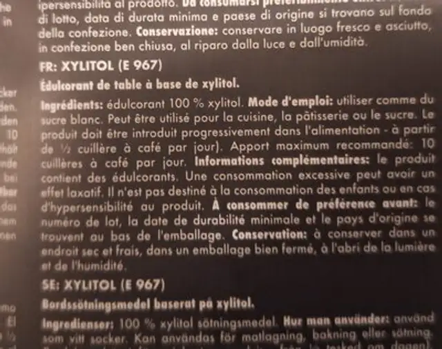 Nature diet ingredients label
