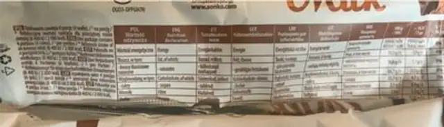 Sonko Wafle Ryå»owe W Czekoladzie Mlecznej nutrition facts table