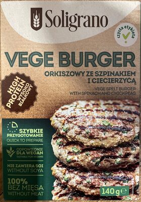 Vege Burger orkiszowy ze szpinakiem i ciecierzycą