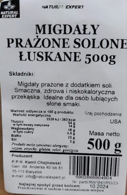 Migdały prażone solone łuskane
