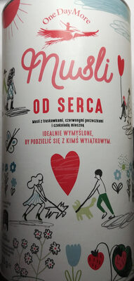 Musli z truskawkami, czerwonymi porzeczkami i czekoladą mleczna