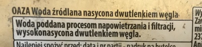 Woda Zródlana gazowana ingredients label