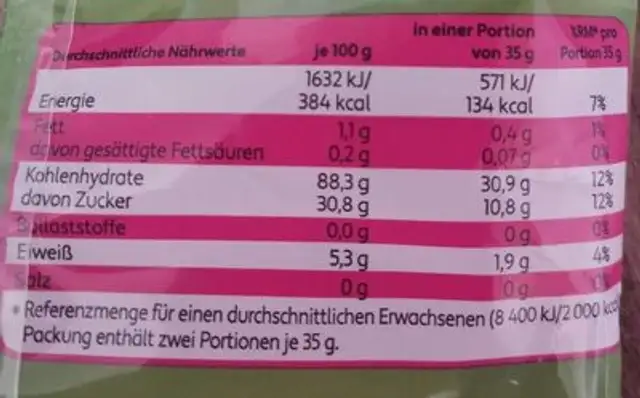 Billy Tiger Maisflips mit Fruchtgeschmack nutrition facts table