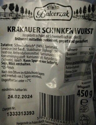 Krakauer Schinkenwurst front packaging