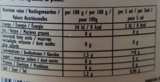 Zero goût chocolat nutrition facts table